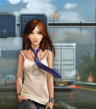 Girl In Tie Walking On Road - Obrázkek zdarma pro Nokia Asha 306