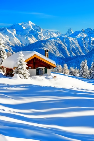 Das Switzerland Alps in Winter Wallpaper 320x480