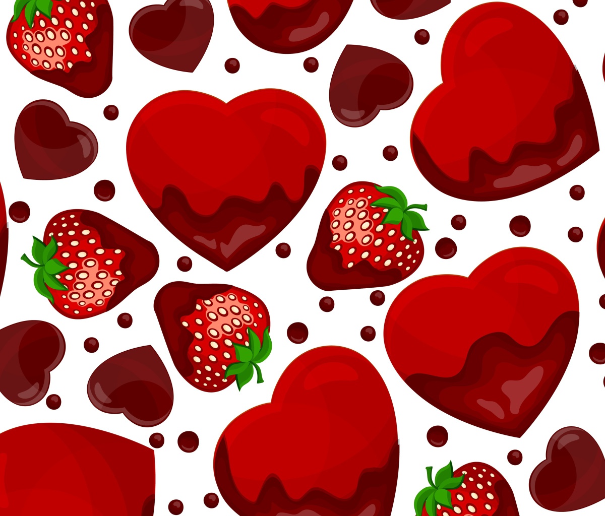 Das Strawberry and Hearts Wallpaper 1200x1024