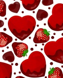 Strawberry and Hearts wallpaper 128x160