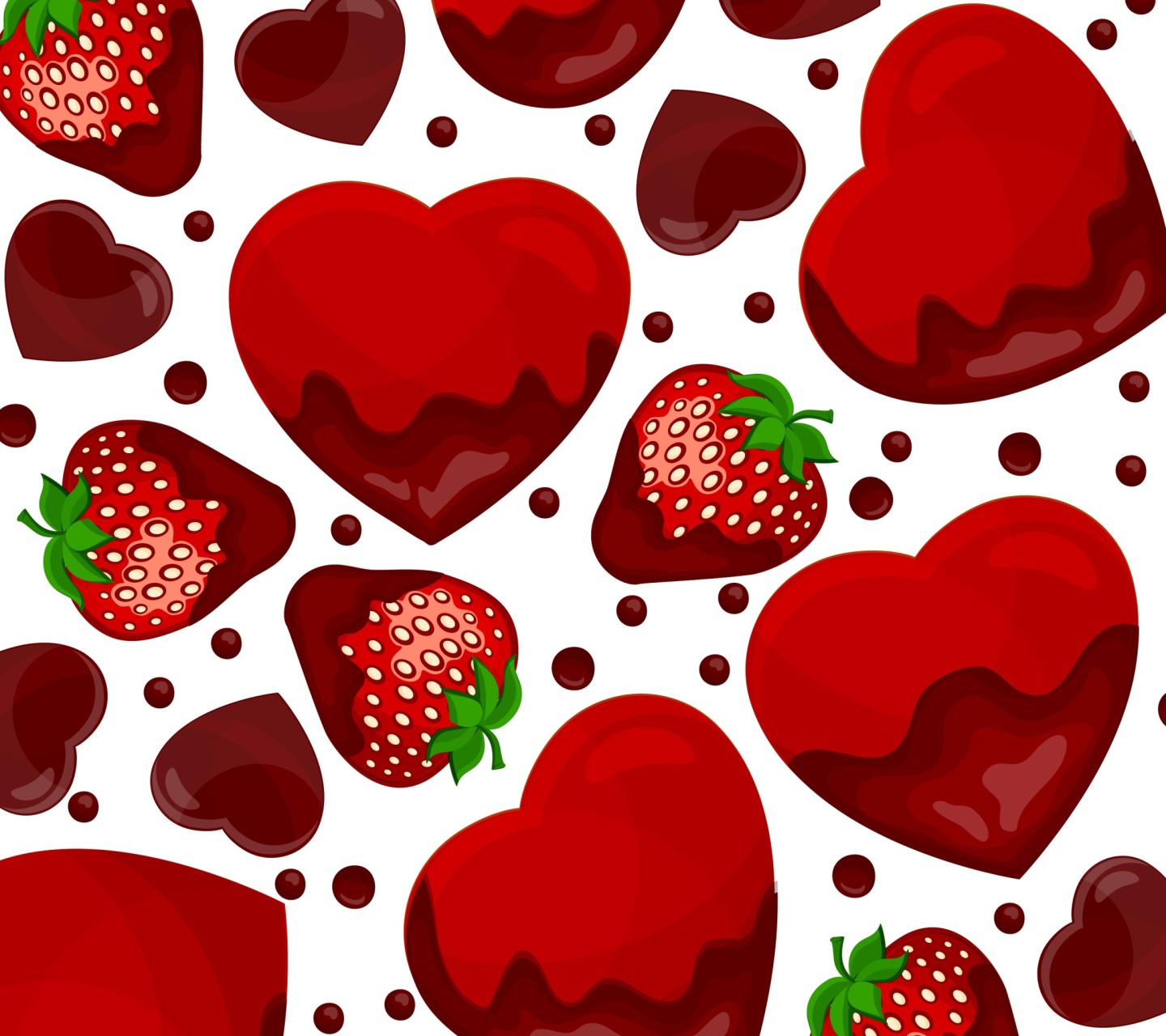 Das Strawberry and Hearts Wallpaper 1440x1280