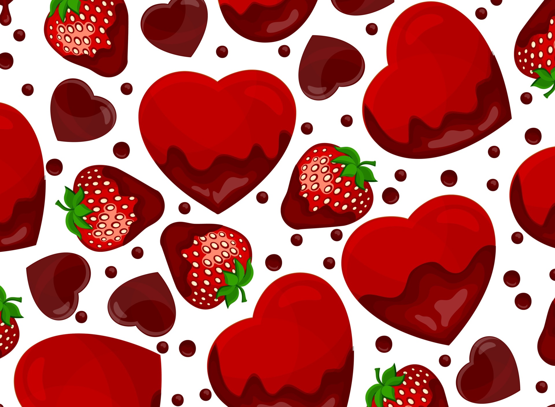 Fondo de pantalla Strawberry and Hearts 1920x1408