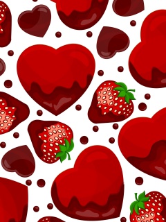 Fondo de pantalla Strawberry and Hearts 240x320