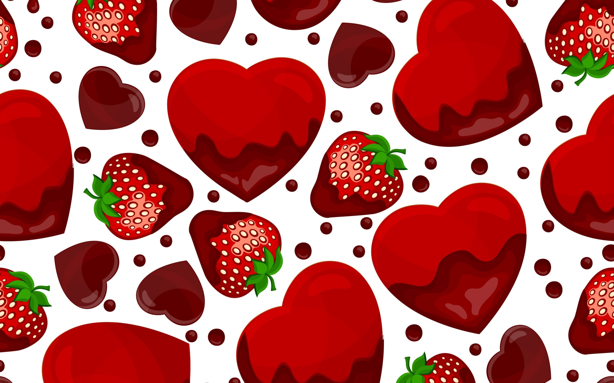 Screenshot №1 pro téma Strawberry and Hearts 2560x1600