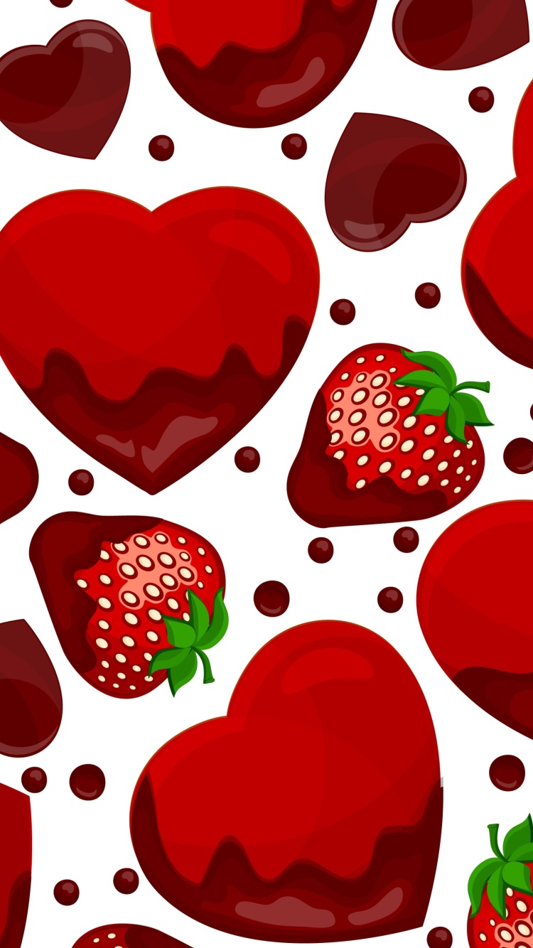 Screenshot №1 pro téma Strawberry and Hearts 750x1334
