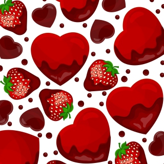 Kostenloses Strawberry and Hearts Wallpaper für 128x128