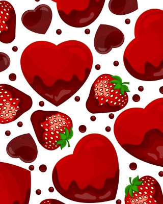 Strawberry and Hearts - Obrázkek zdarma pro 240x320
