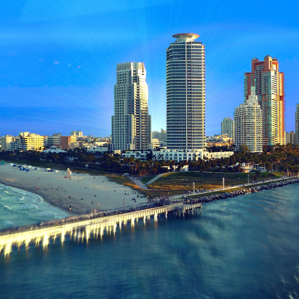 Miami Beach with Hotels wallpaper 1024x1024
