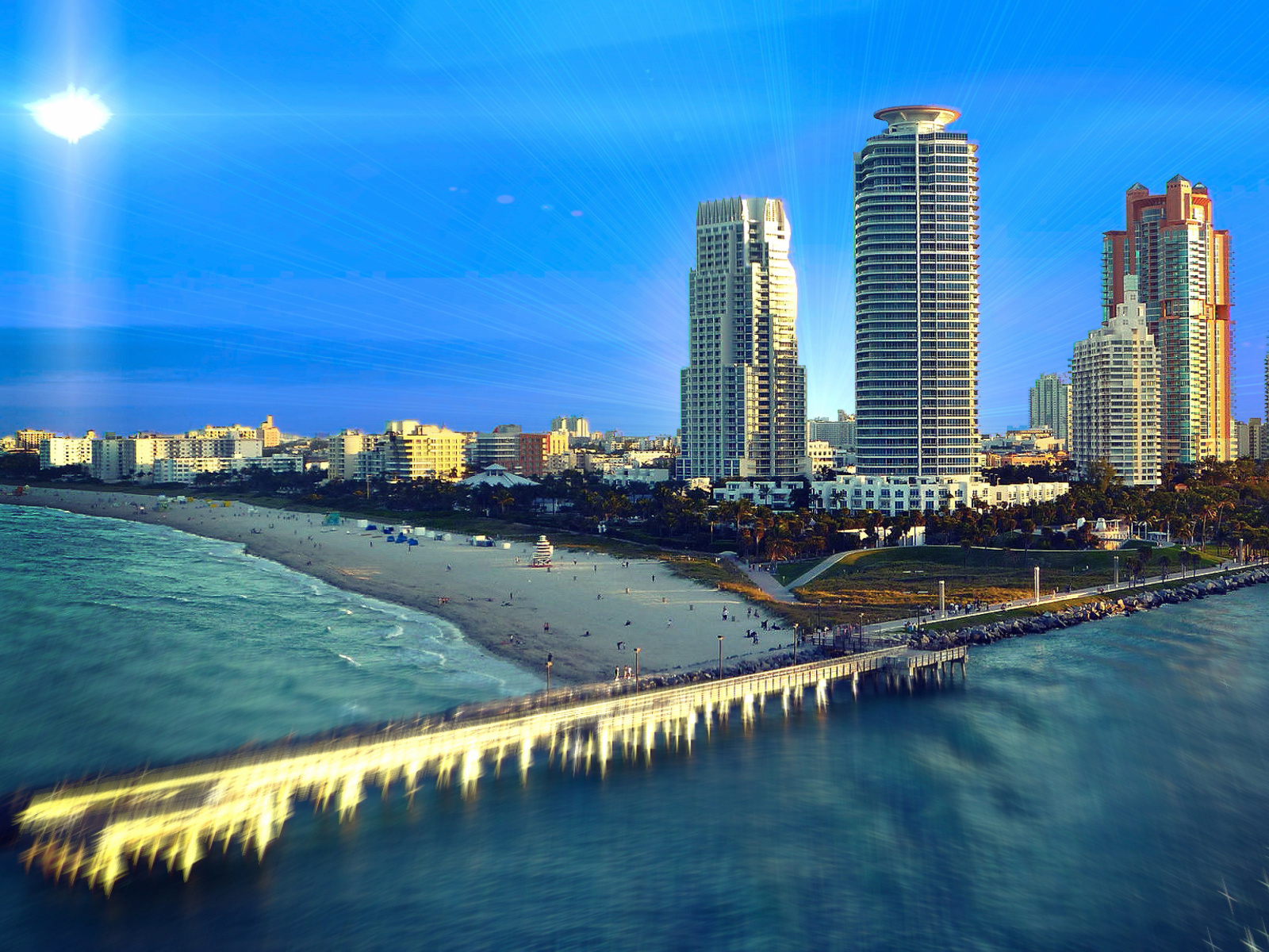 Обои Miami Beach with Hotels 1600x1200