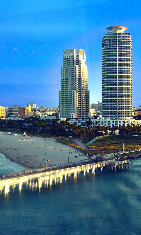 Fondo de pantalla Miami Beach with Hotels 480x800