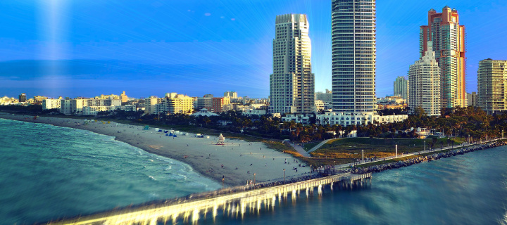 Sfondi Miami Beach with Hotels 720x320