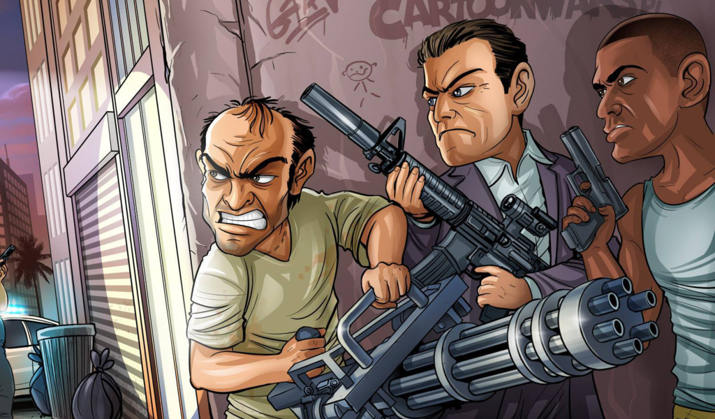 Das Grand Theft Auto V Gangsters Wallpaper 1024x600