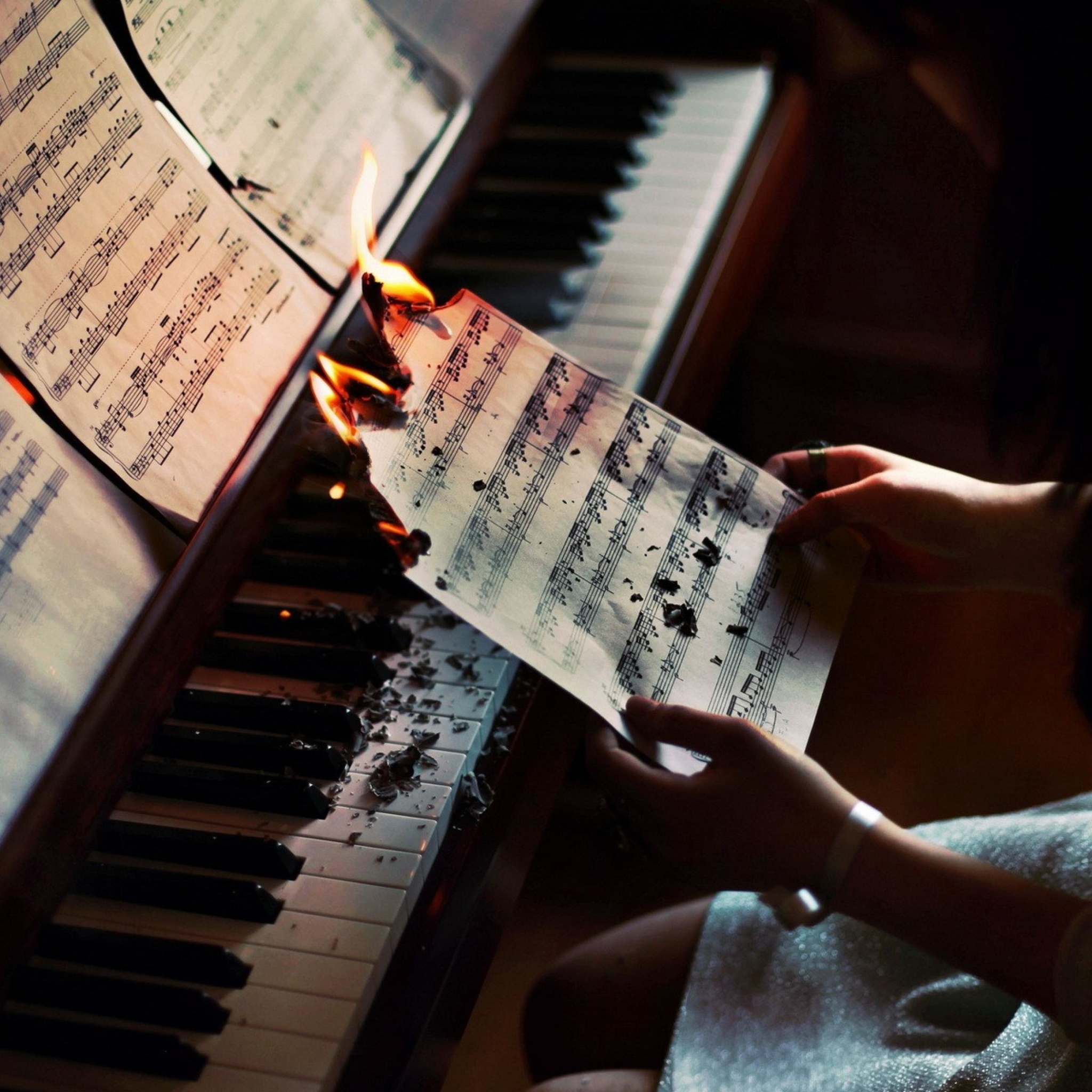 Sheet Music in Fire wallpaper 2048x2048