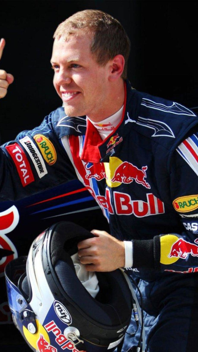 Fondo de pantalla Sebastian Vettel - World Champions Formula 1 750x1334