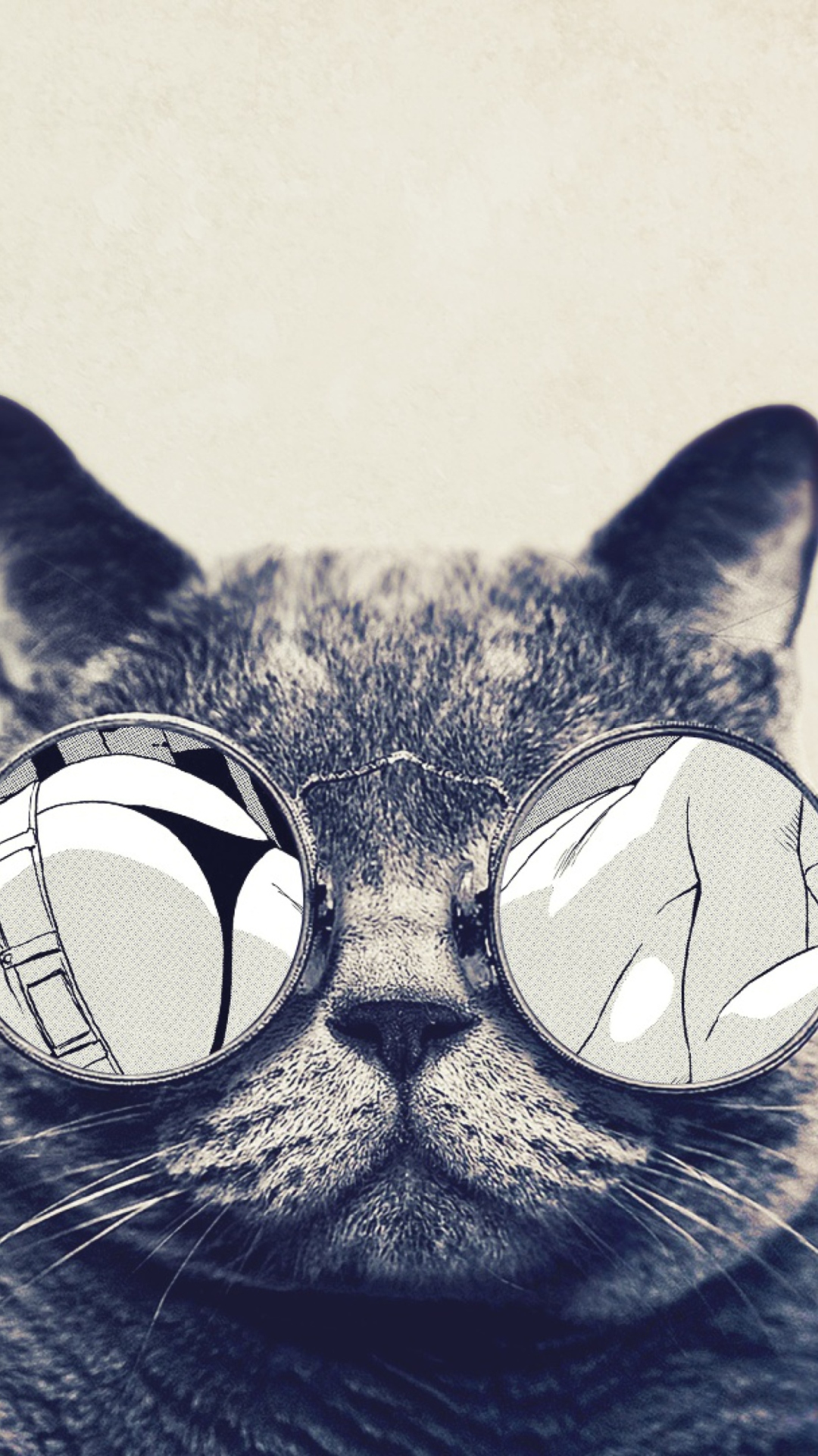 Fondo de pantalla Funny Cat In Round Glasses 1080x1920