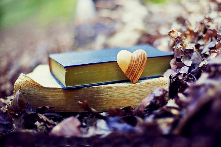 Yellow Heart And Vintage Books wallpaper