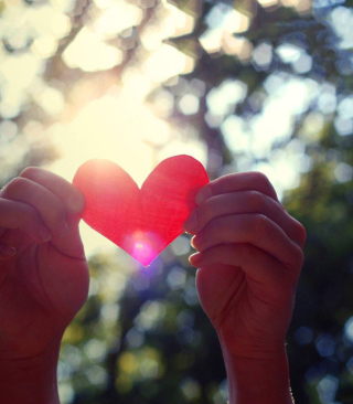 Red Paper Heart In Hands - Obrázkek zdarma pro 176x220