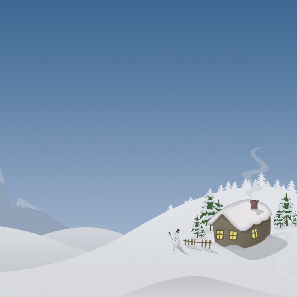 Winter House Drawing wallpaper 1024x1024