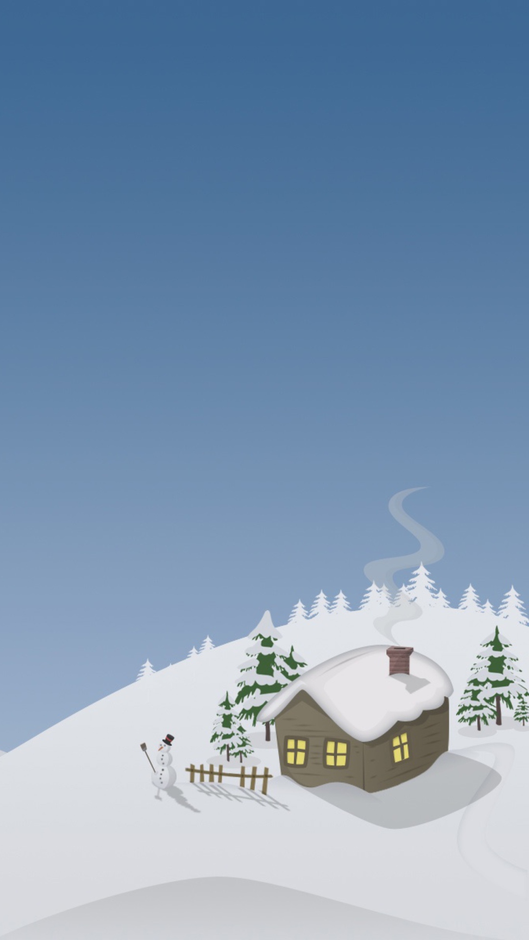 Winter House Drawing wallpaper 1080x1920