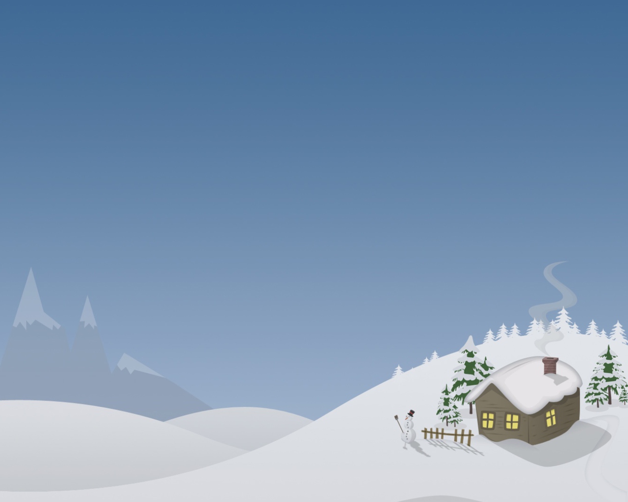 Обои Winter House Drawing 1280x1024