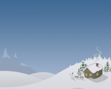 Fondo de pantalla Winter House Drawing 220x176