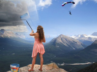 Das Sky washing in mountains Wallpaper 320x240