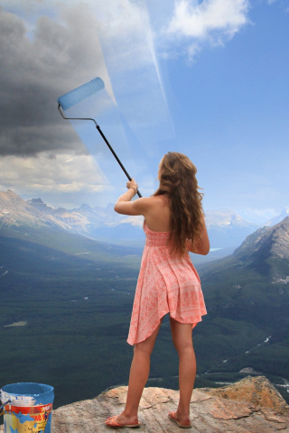 Das Sky washing in mountains Wallpaper 320x480