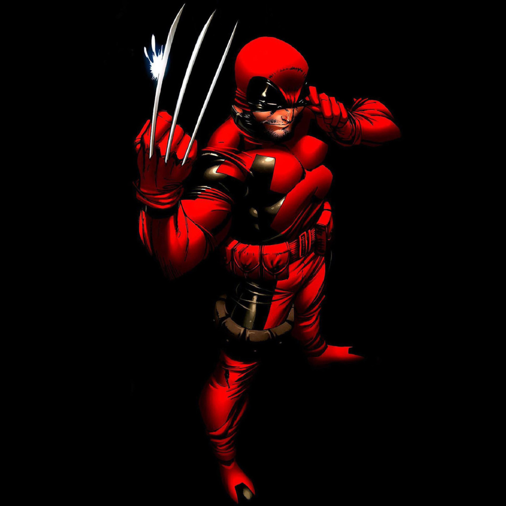 Das Wolverine in Red Costume Wallpaper 1024x1024