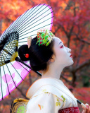 Fondo de pantalla Japanese Girl with Umbrella 128x160