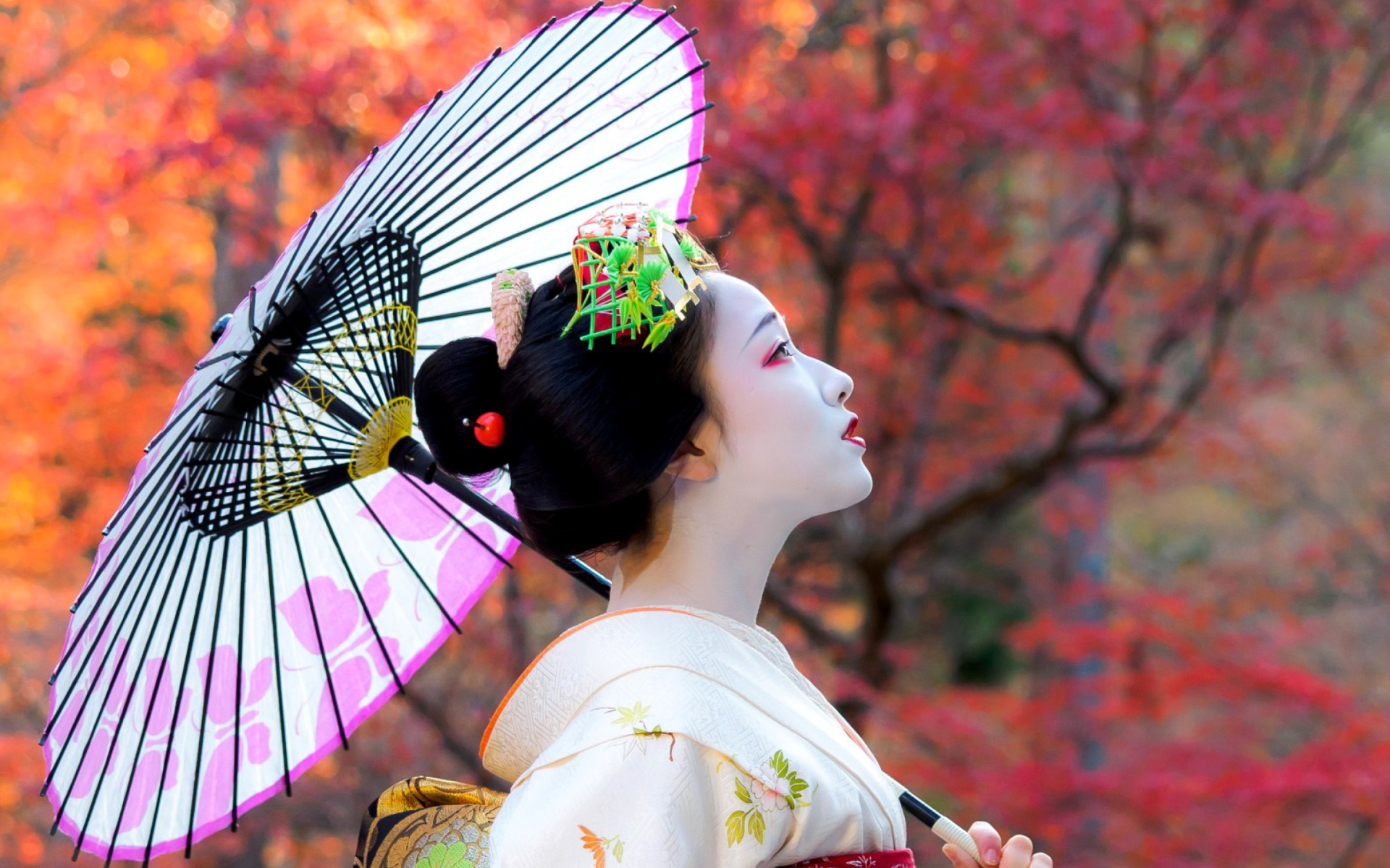 Das Japanese Girl with Umbrella Wallpaper 1920x1200