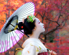 Screenshot №1 pro téma Japanese Girl with Umbrella 220x176