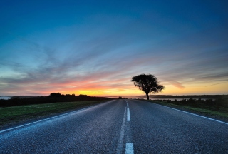 Sunset Over Road - Obrázkek zdarma 