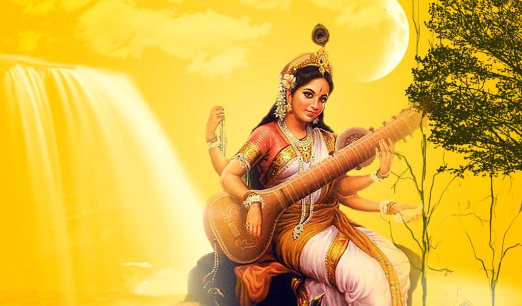 Das Saraswathi God Wallpaper 1024x600