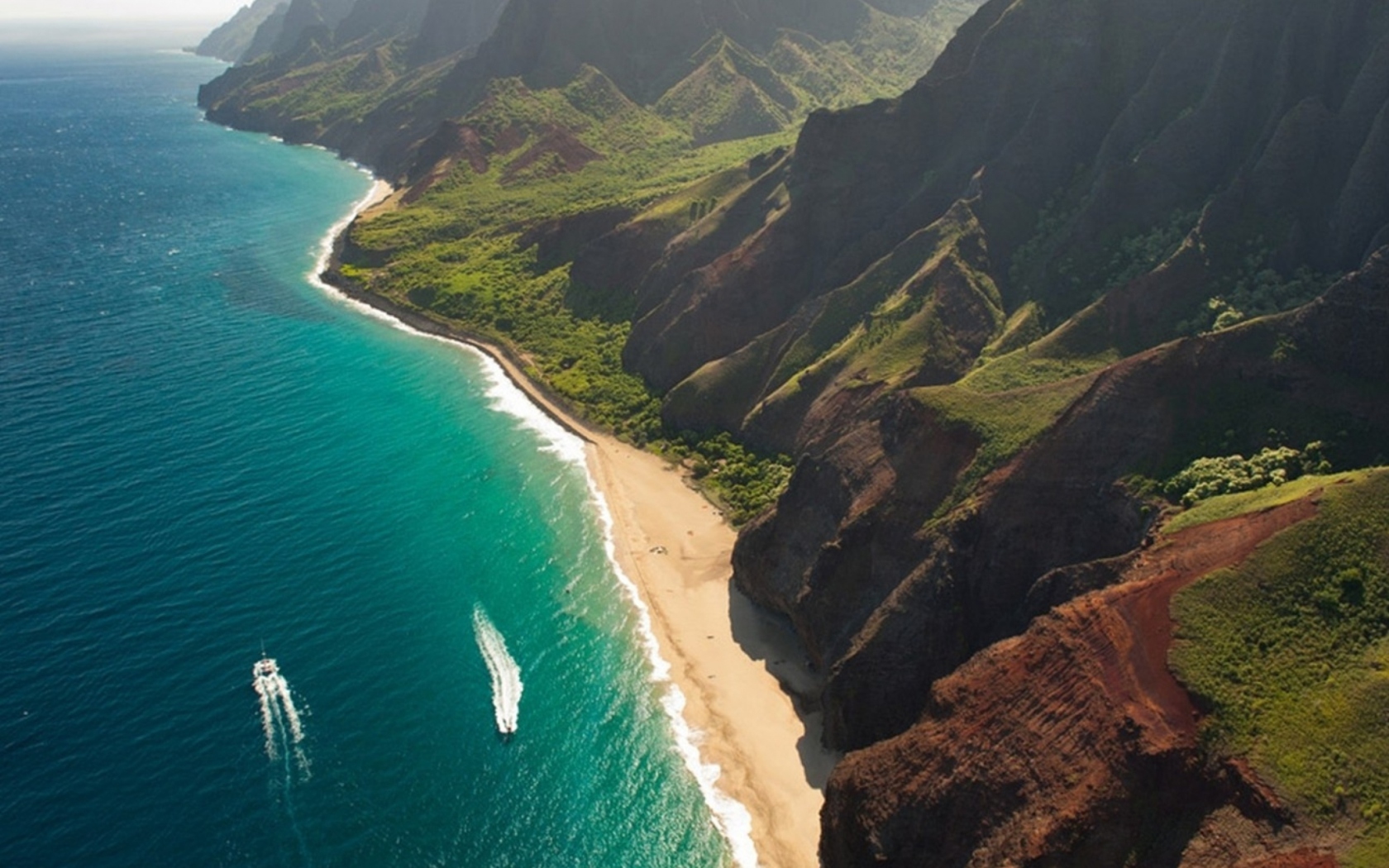 Fondo de pantalla Cliffs Ocean Kauai Beach Hawai 1680x1050