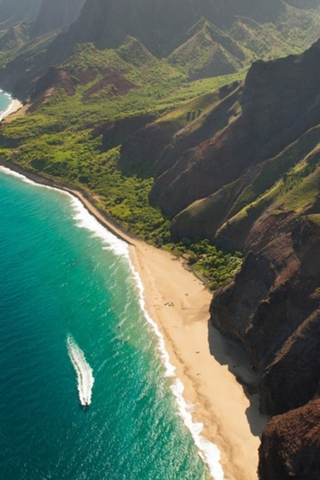 Обои Cliffs Ocean Kauai Beach Hawai 640x960
