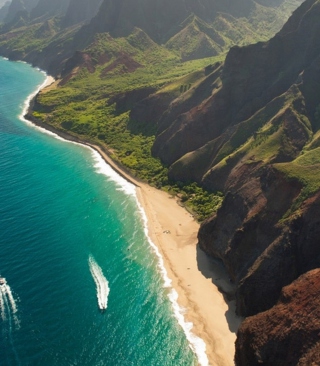 Cliffs Ocean Kauai Beach Hawai - Obrázkek zdarma pro iPhone 4S