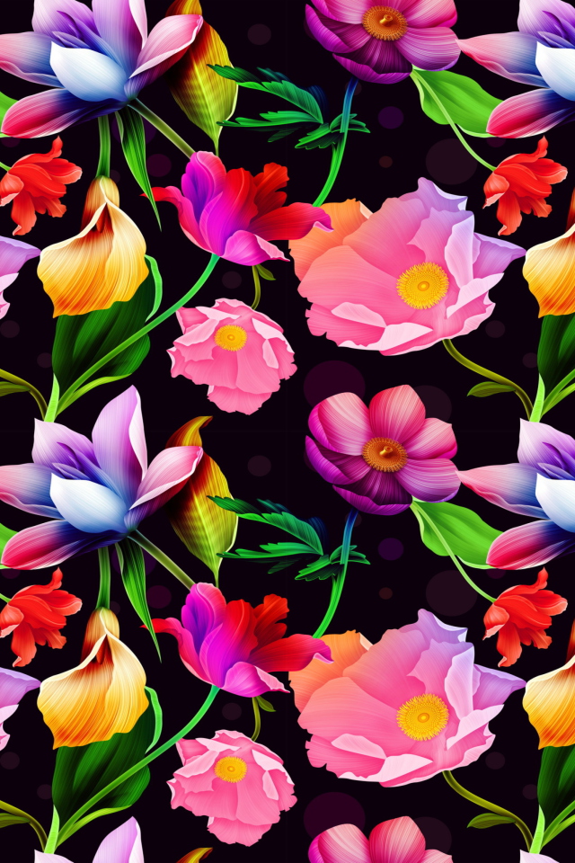 Das Colorful Flowers Wallpaper 640x960