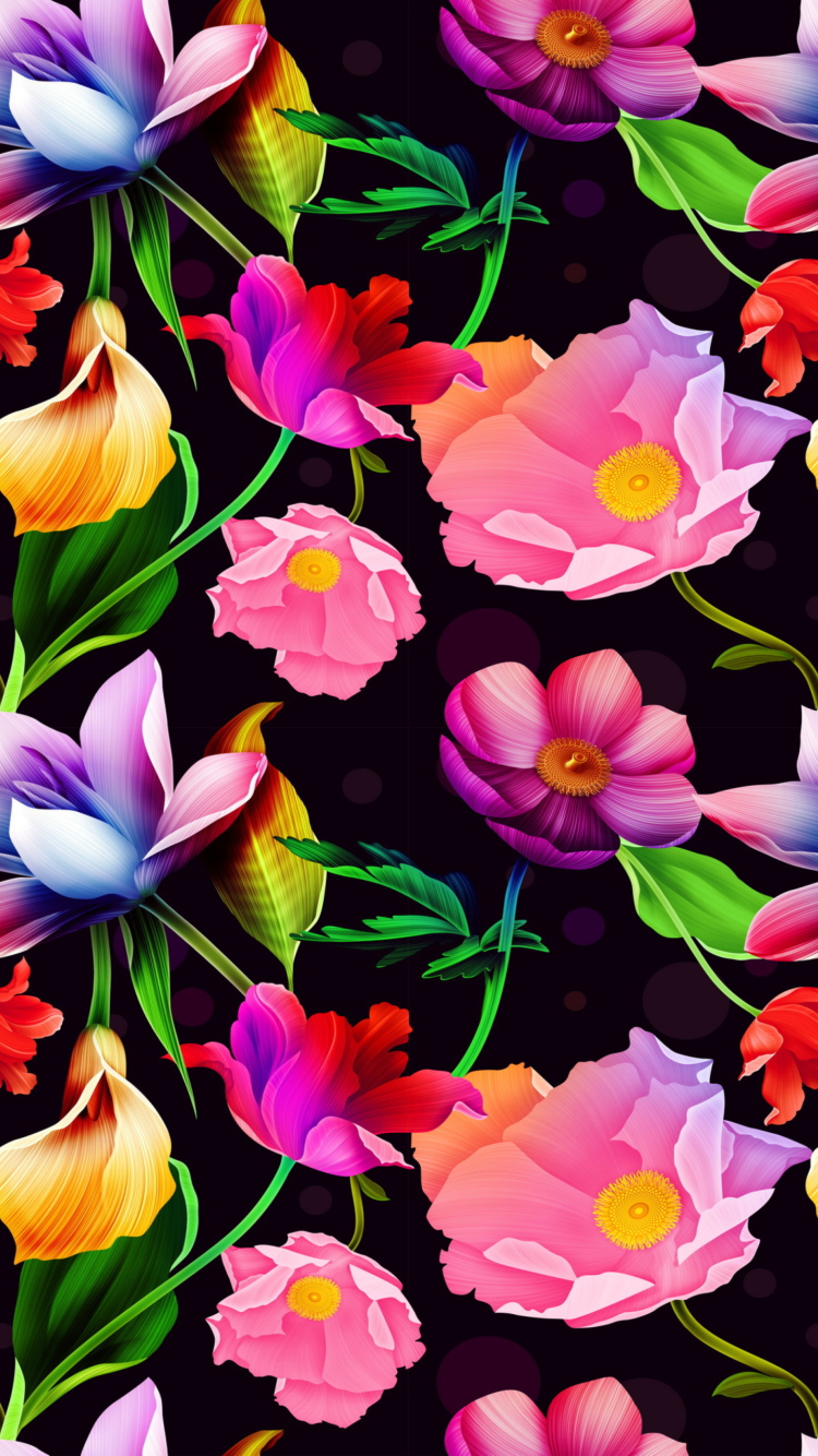 Das Colorful Flowers Wallpaper 750x1334