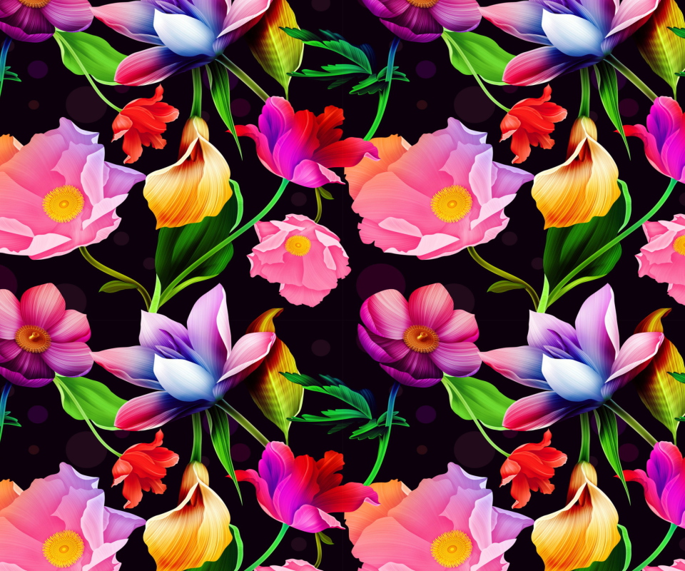 Das Colorful Flowers Wallpaper 960x800