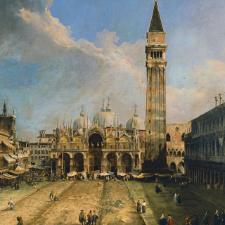 Kostenloses Piazza San Marco in Venice Postcard Wallpaper für 208x208