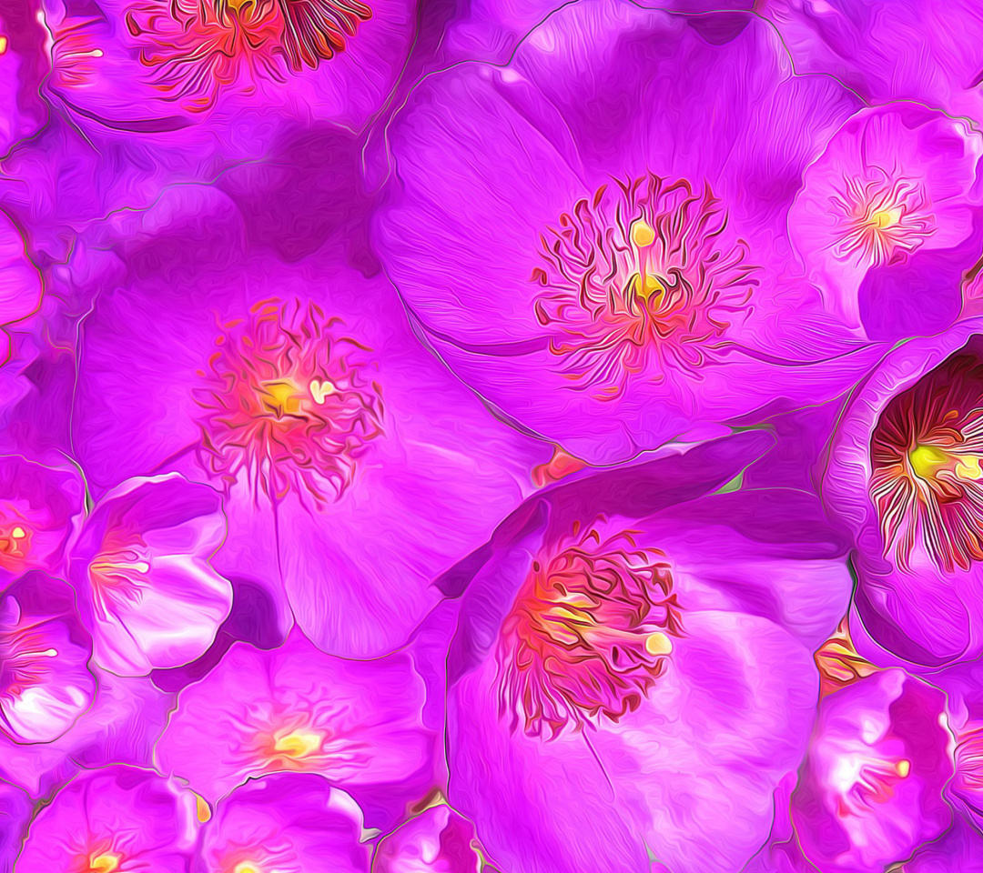 Screenshot №1 pro téma Drawn Purple Flowers 1080x960