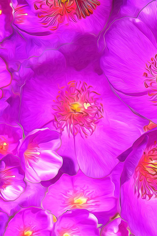 Das Drawn Purple Flowers Wallpaper 320x480