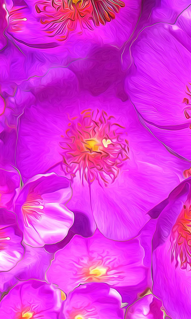 Screenshot №1 pro téma Drawn Purple Flowers 768x1280
