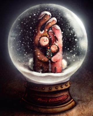 Christmas Bunnies In Snow Ball - Obrázkek zdarma pro 640x1136