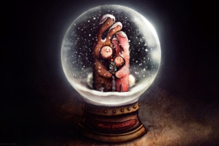 Kostenloses Christmas Bunnies In Snow Ball Wallpaper für Android, iPhone und iPad