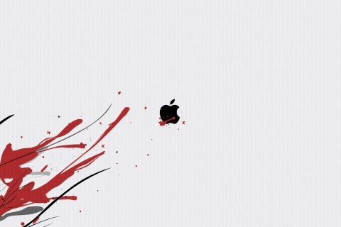 Обои Black Apple Logo 480x320