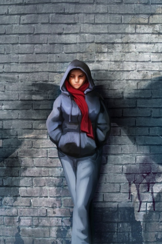 Screenshot №1 pro téma Red Scarf And Brick Wall 320x480