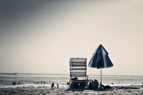 Beach Chair And Umbrella wallpaper 480x320