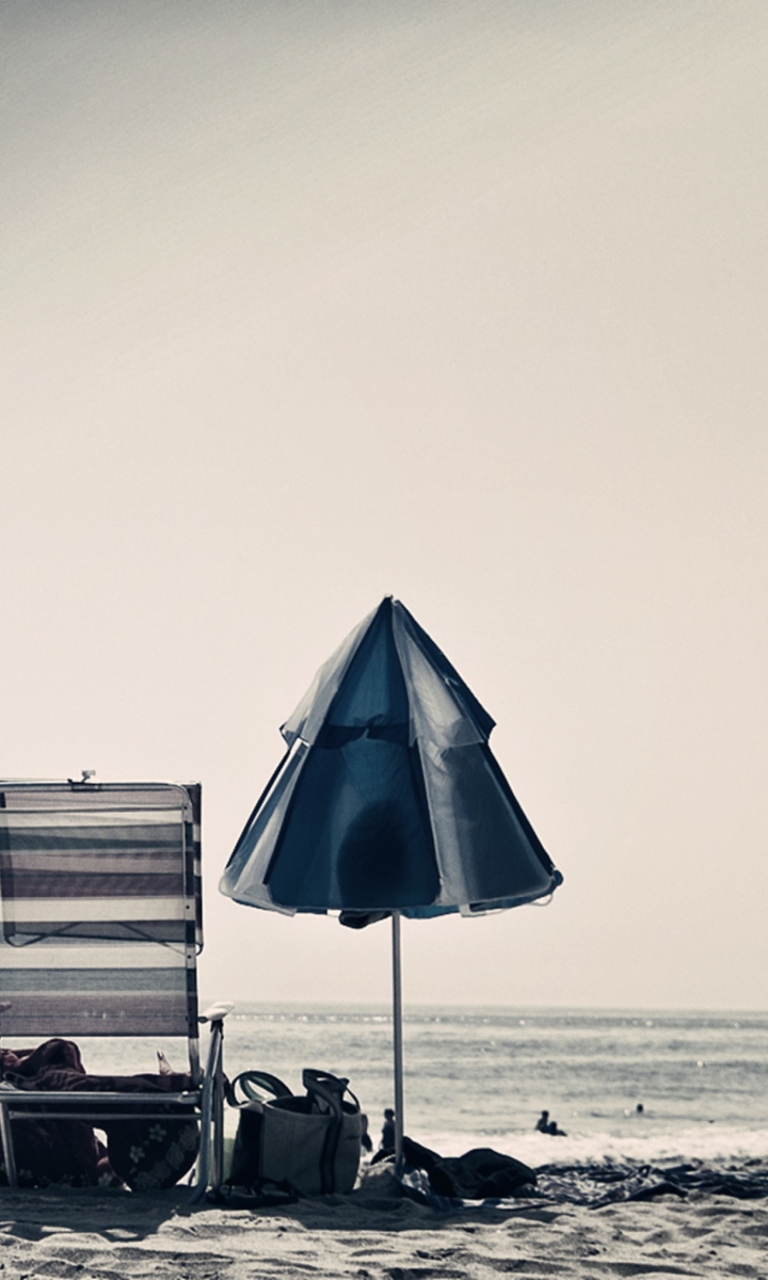 Beach Chair And Umbrella wallpaper 768x1280