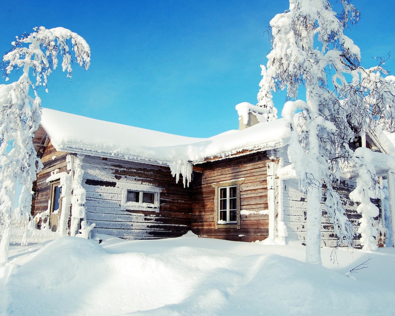 Winter House wallpaper 1280x1024